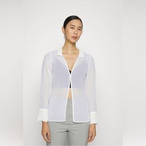NWT Abercrombie Sheer Long Sleeve White Open Clasp Top Size Small MSRP $60.